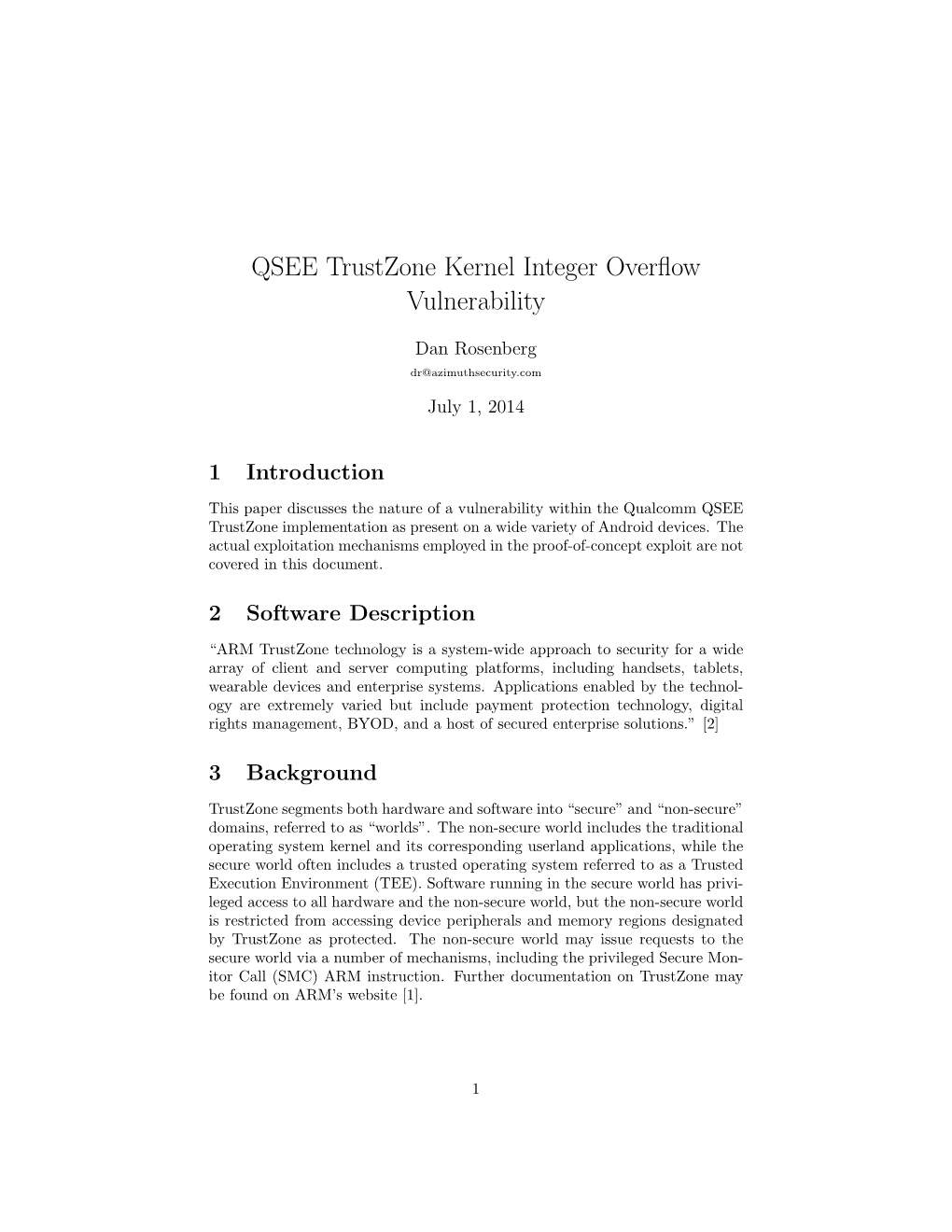 QSEE Trustzone Kernel Integer Overflow Vulnerability