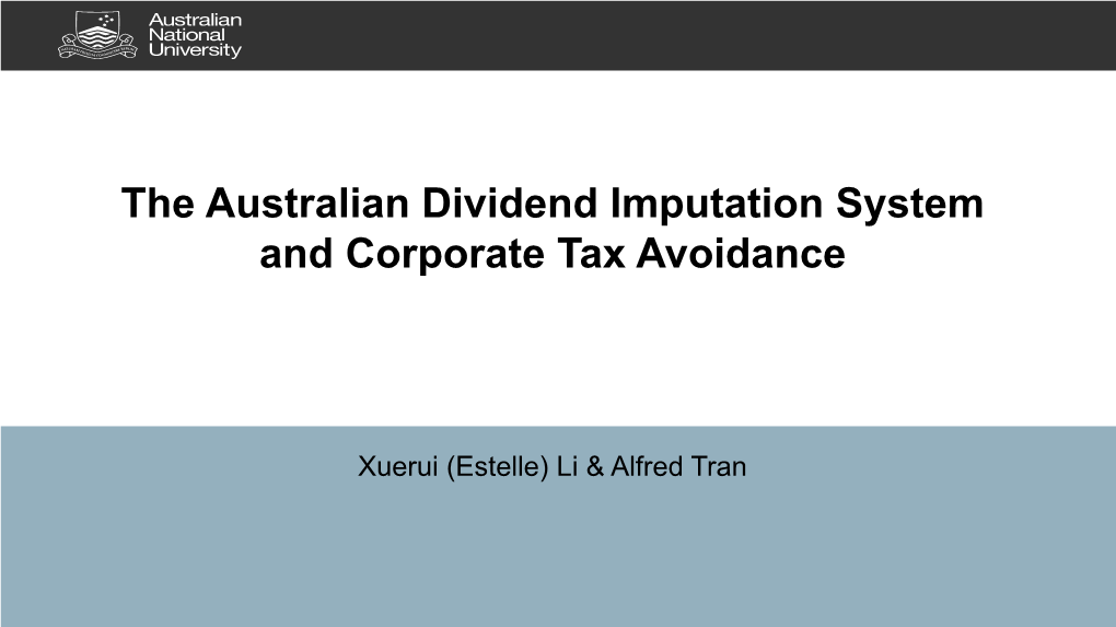 Australian Dividend Imputation System and Corporate Tax Avoidance