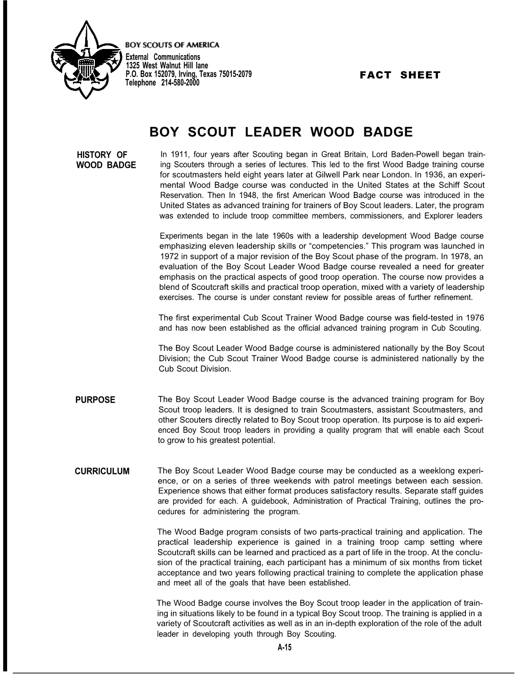 Boy Scout Leader Wood Badge
