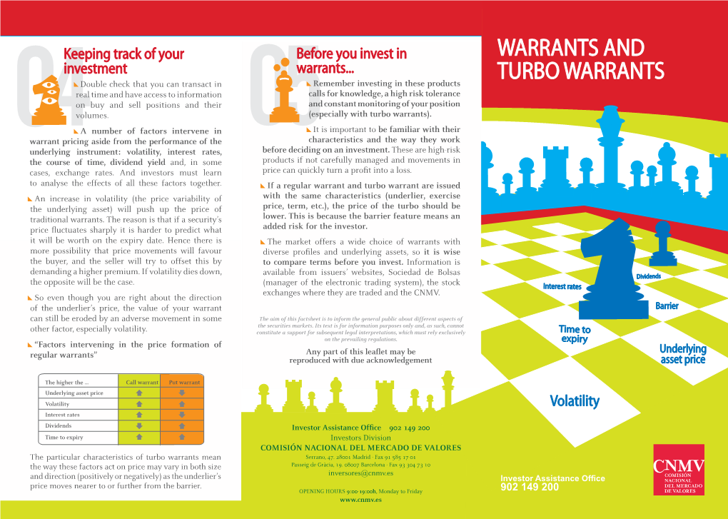 Warrants and Turbo Warrants Are Derivative Warrants and Turbo Warrants Share Certain Products, in That Their Price Depends on Basic Features: Existence of NO