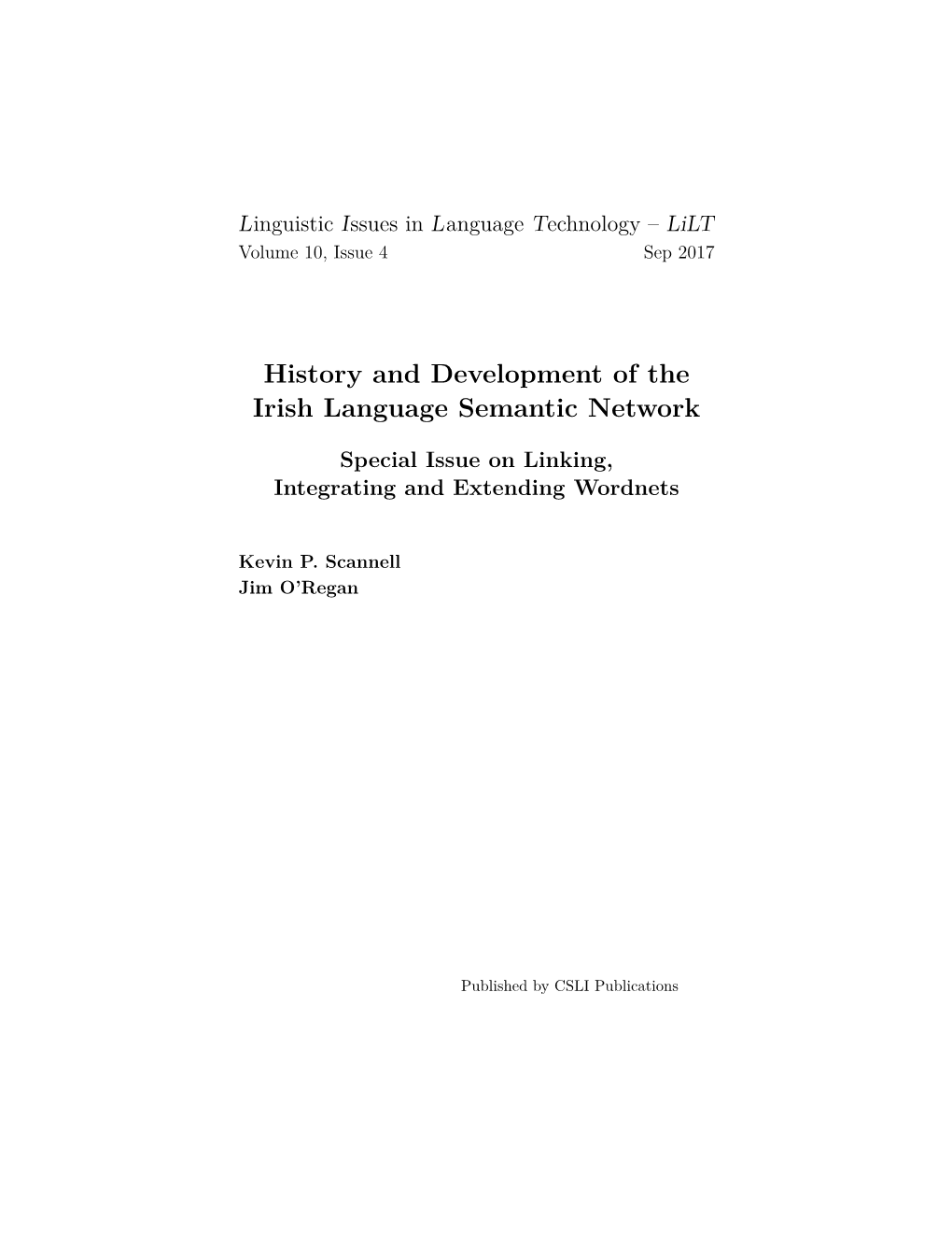 History and Development of the Irish Language Semantic Network