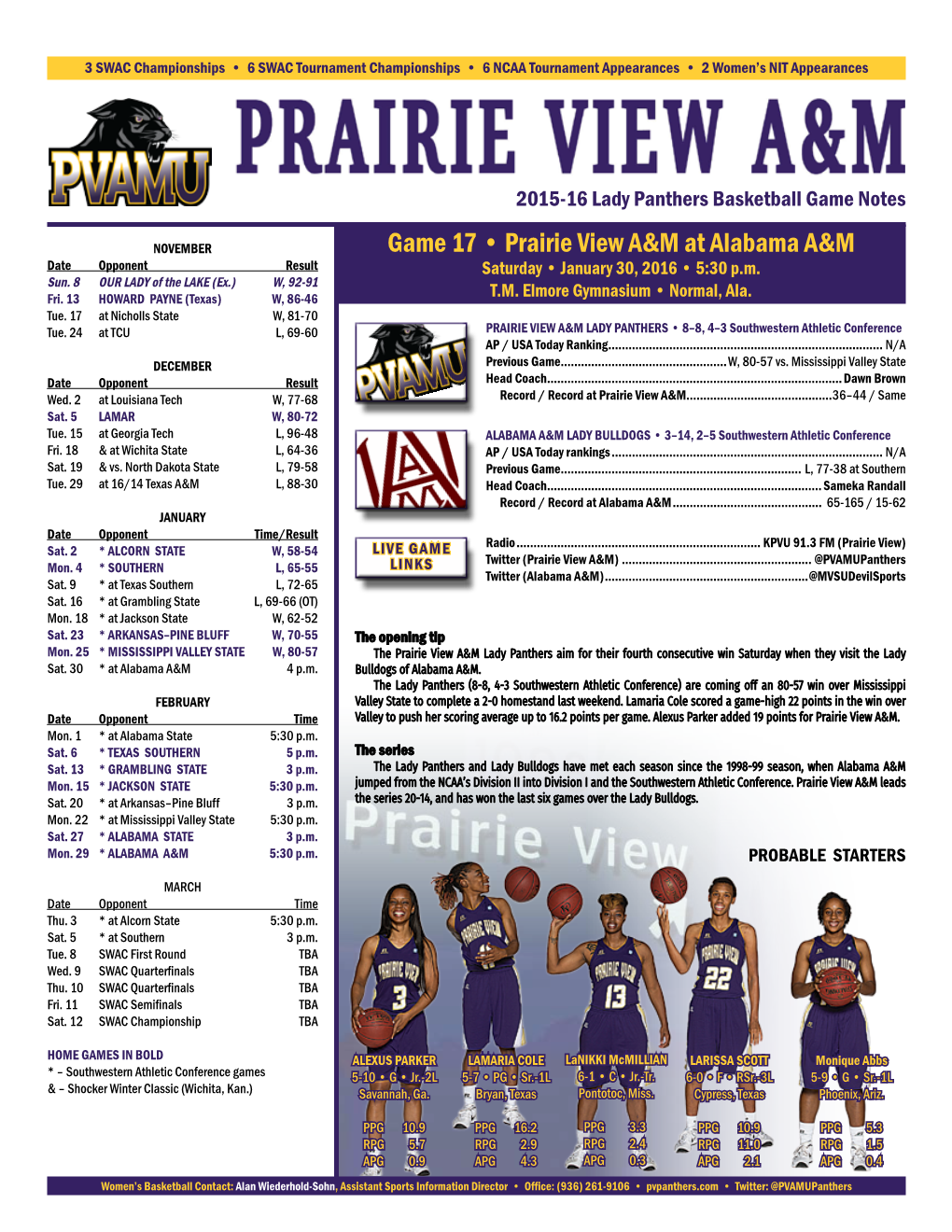 Game 17 • Prairie View A&M at Alabama A&M