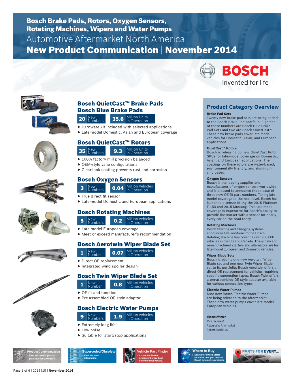 Automotive Aftermarket North America New Product Communication | November 2014