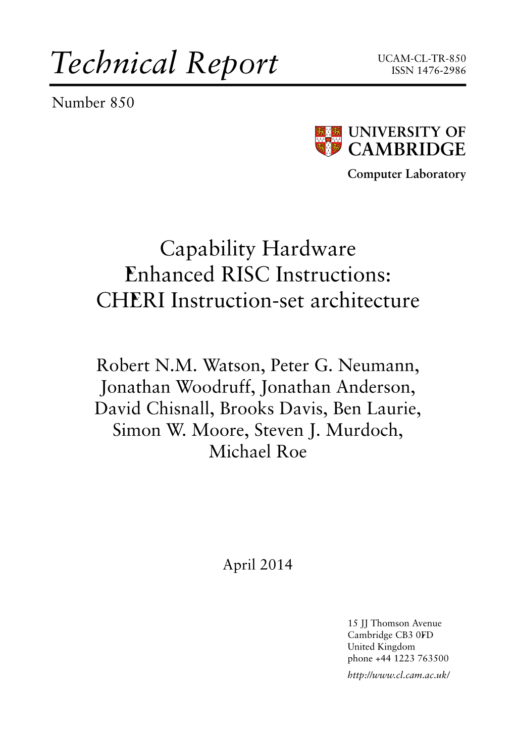 CHERI Instruction-Set Architecture