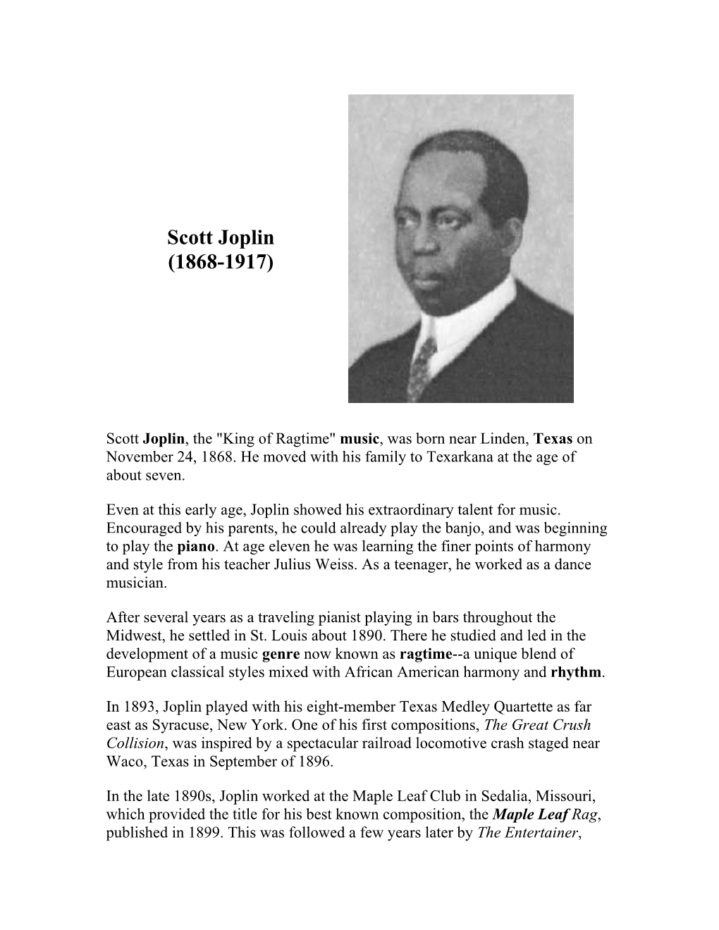 Scott Joplin(1868-1917)