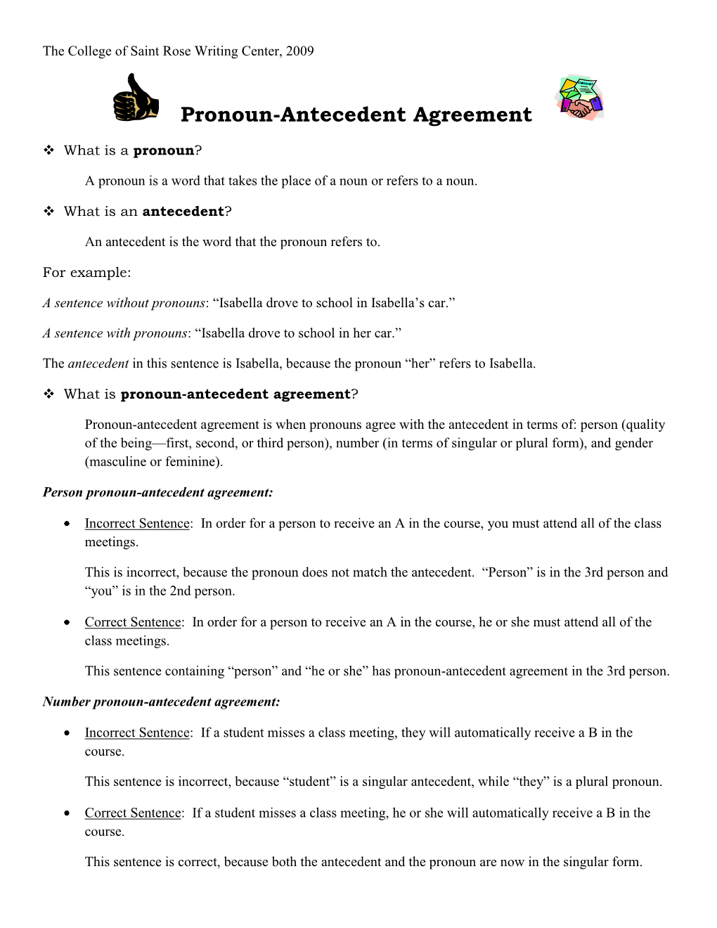 Pronoun-Antecedent Agreement