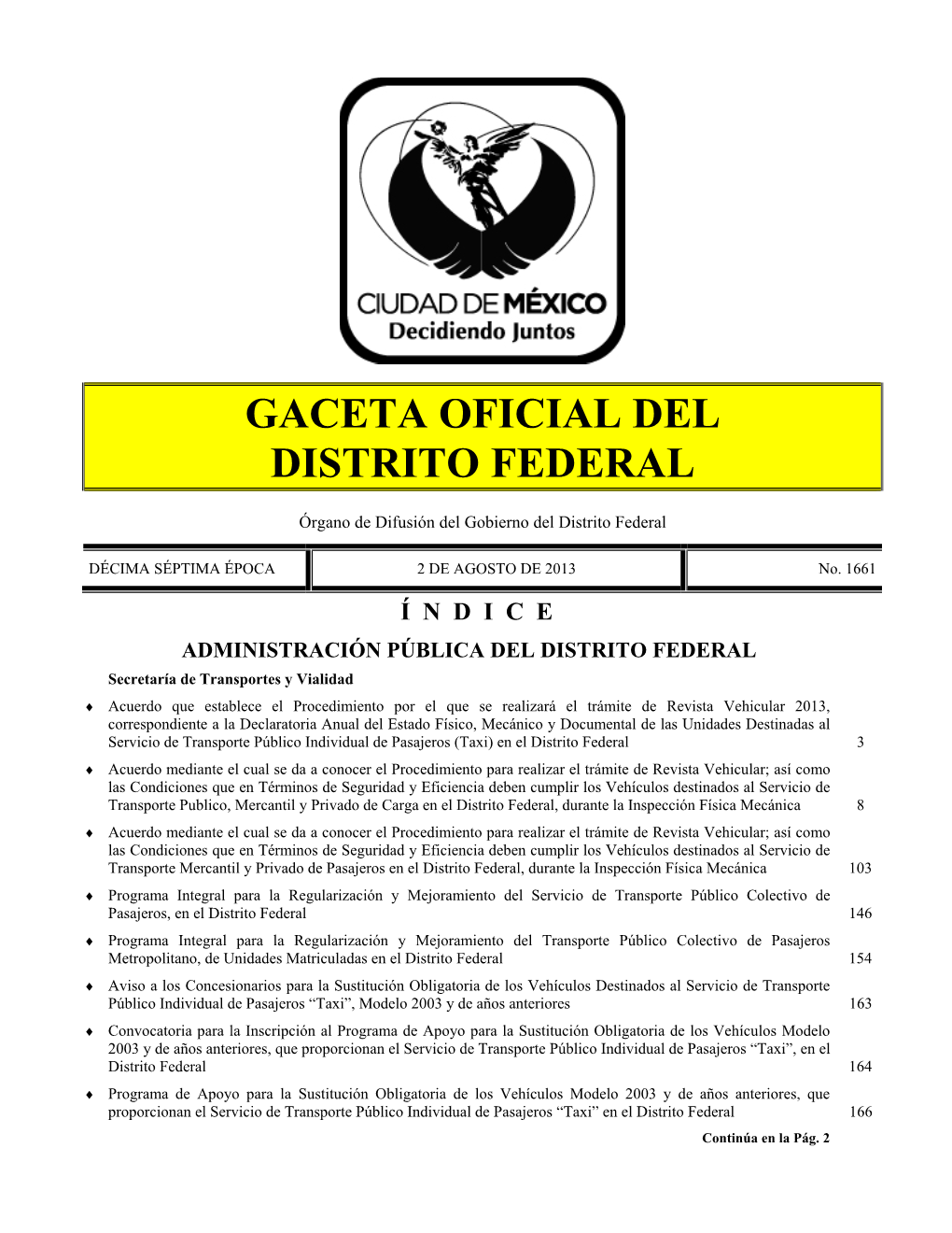 Gaceta Oficial Del Distrito Federal