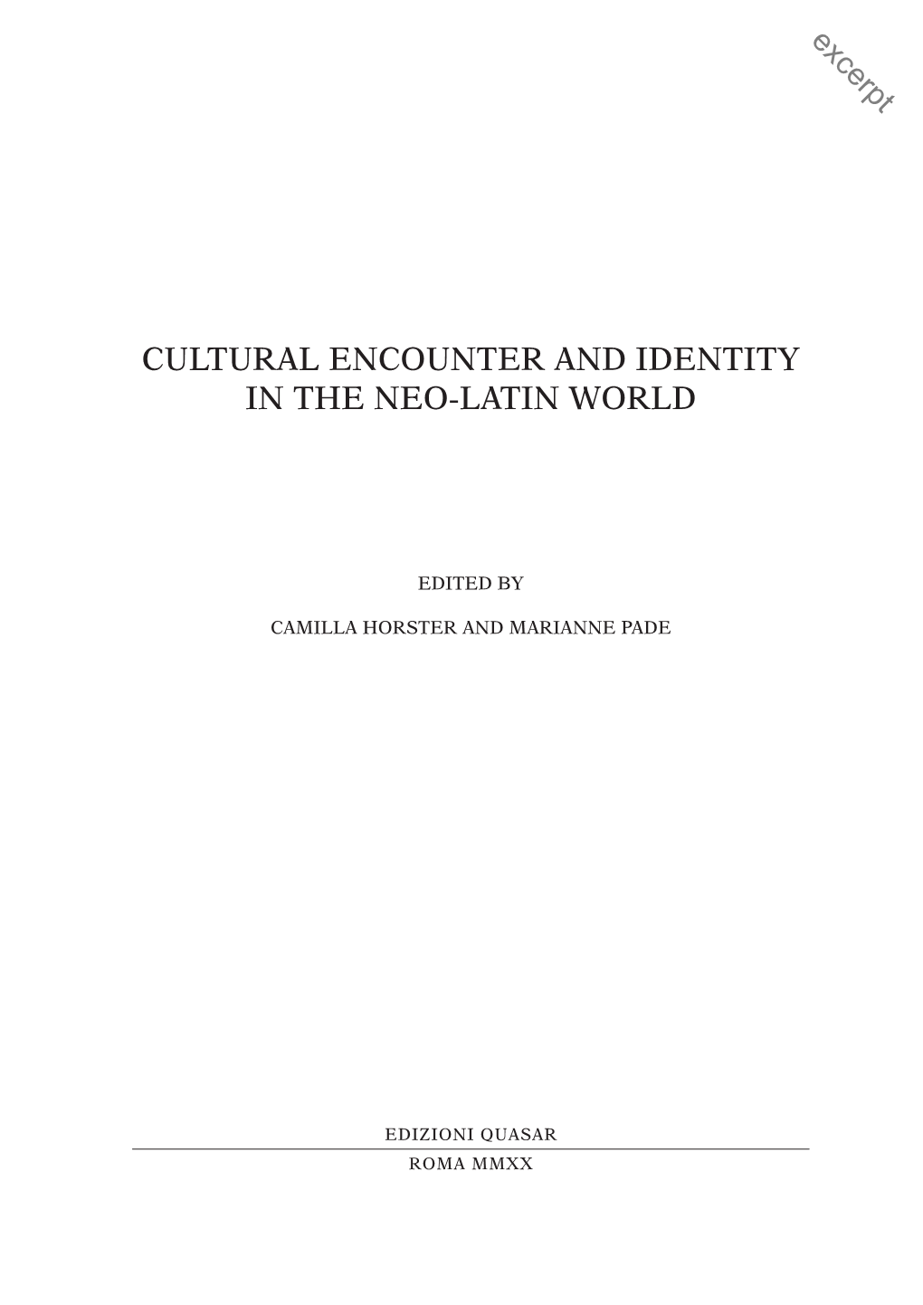 Cultural Encounter and Identity in the Neo-Latin World