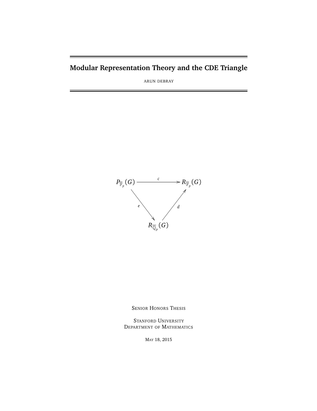 Modular Representation Theory and the CDE Triangle