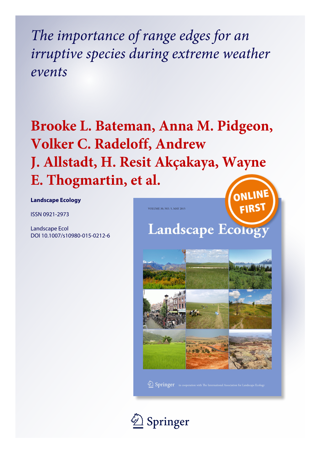 Bateman Et Al 2015 Landscape Ecology Dickcissel