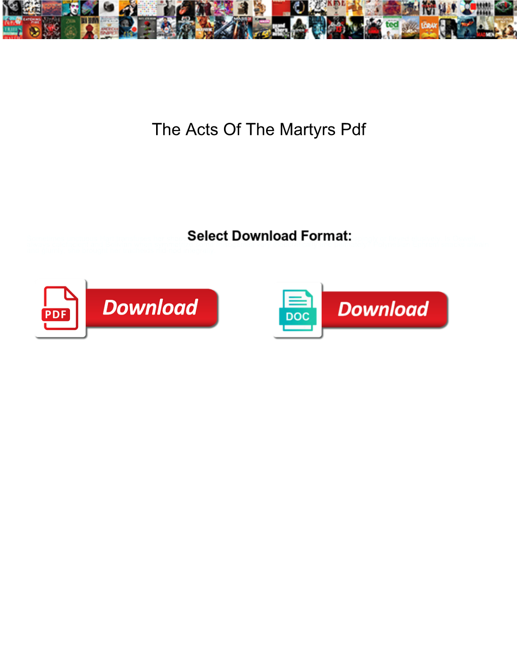 The Acts of the Martyrs Pdf Bills