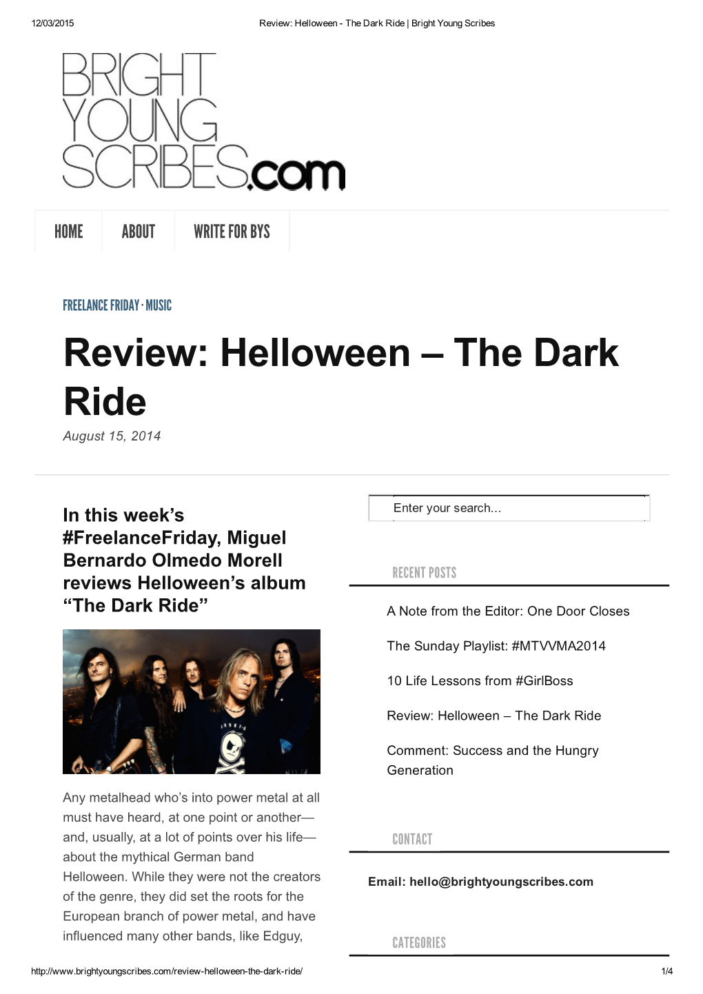 The Dark Ride | Bright Young Scribes