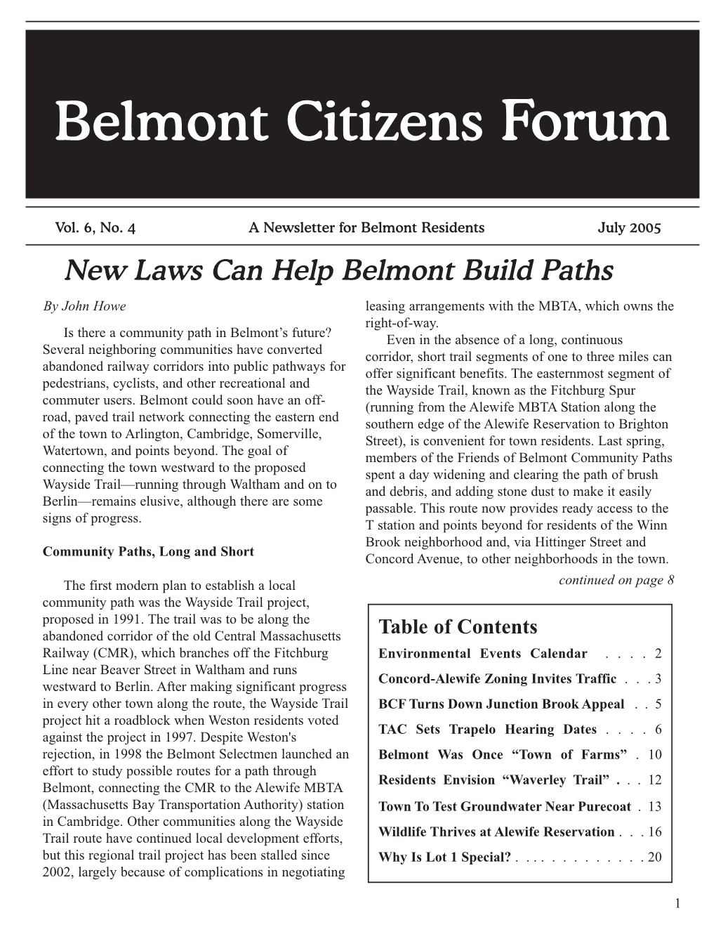 Belmont Citizens Forum