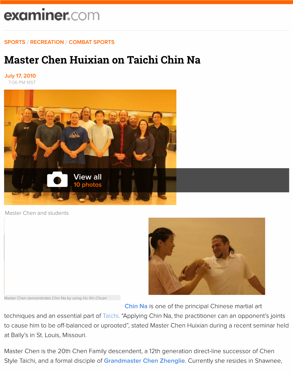 Master Chen Huixian on Taichi Chin Na