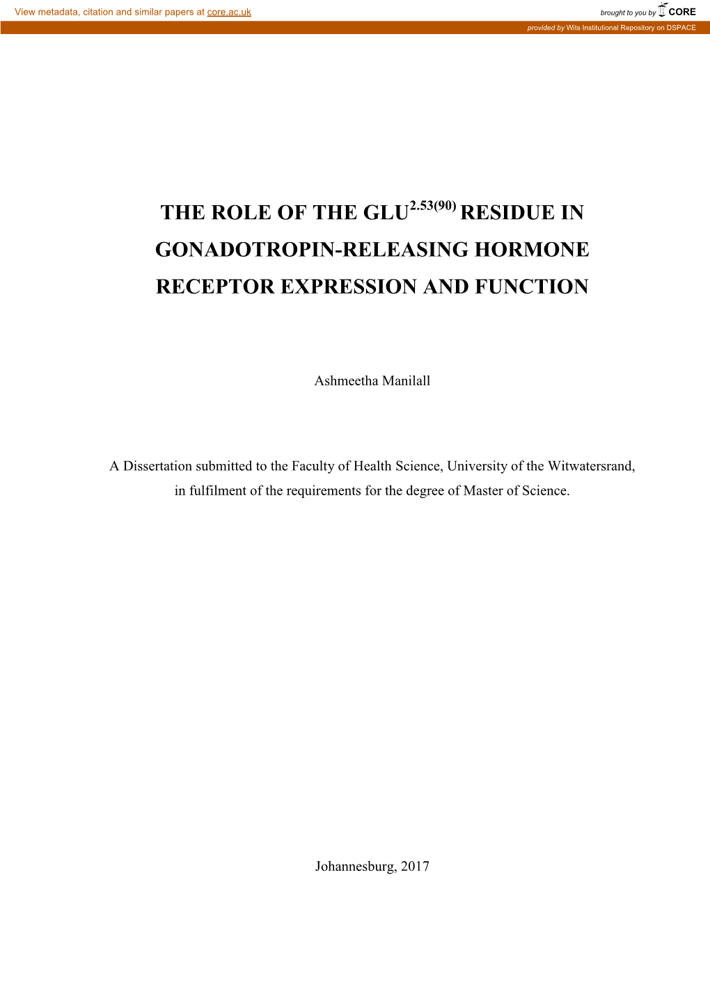 The Role of the Glu Residue in Gonadotropin-Releasing