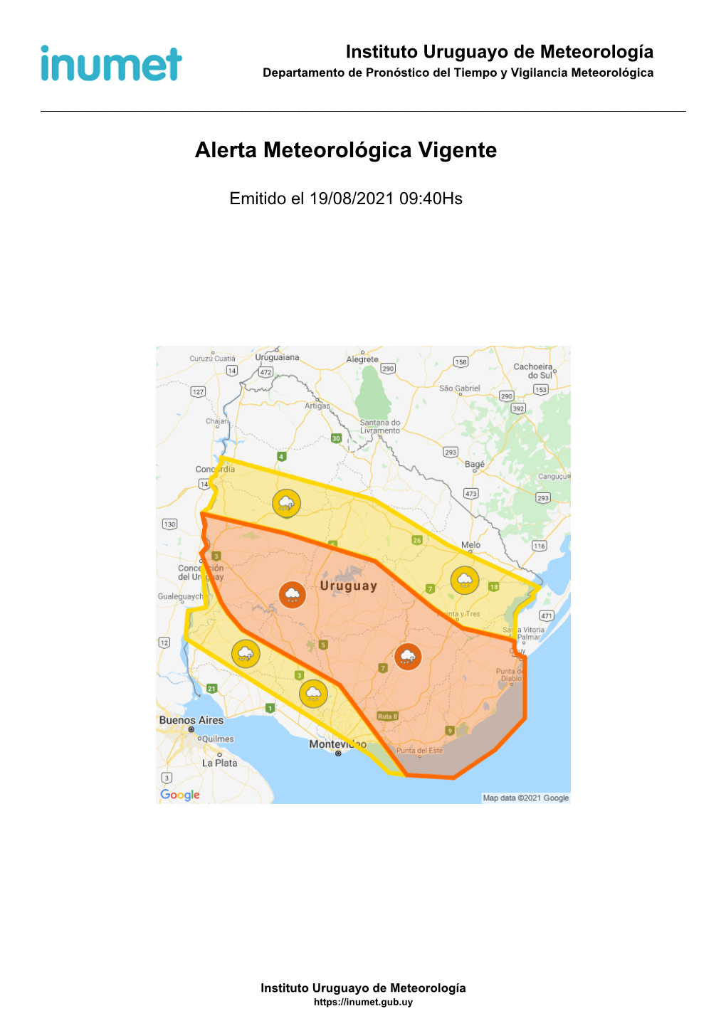 Alerta Meteorológica Vigente