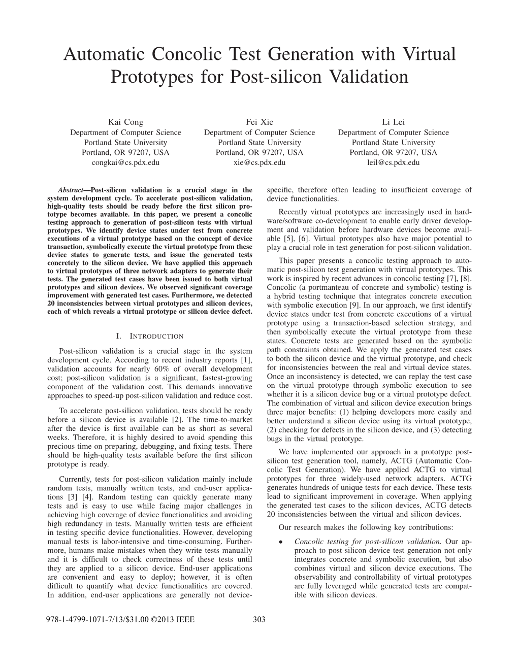 Automatic Concolic Test Generation with Virtual Prototypes for Post-Silicon Validation