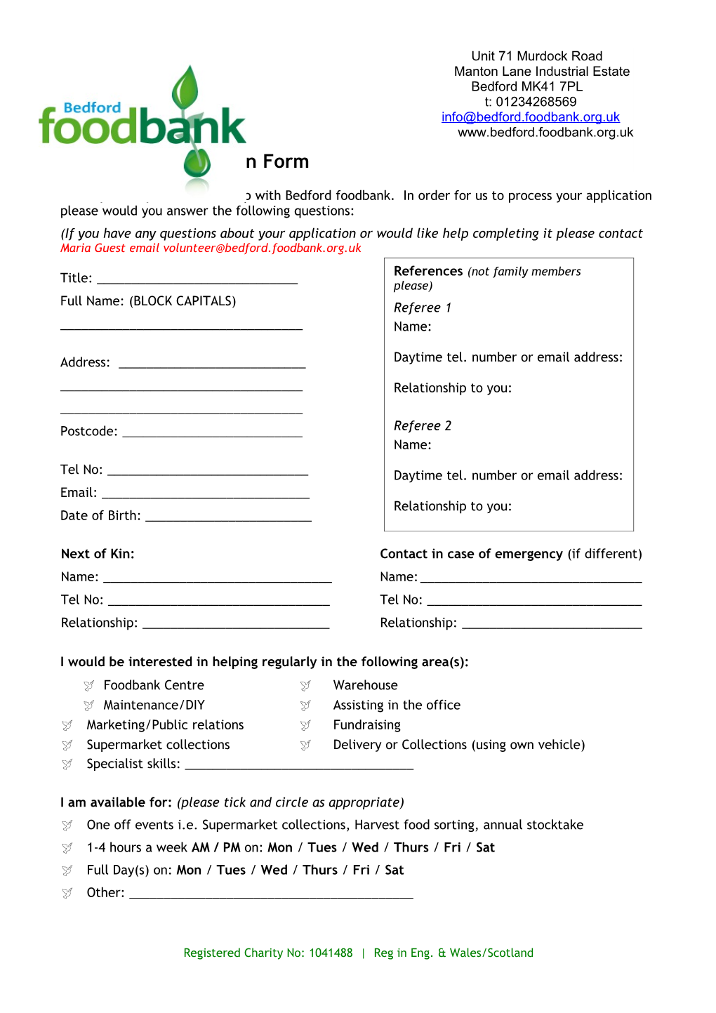 Volunteer Application Form s5