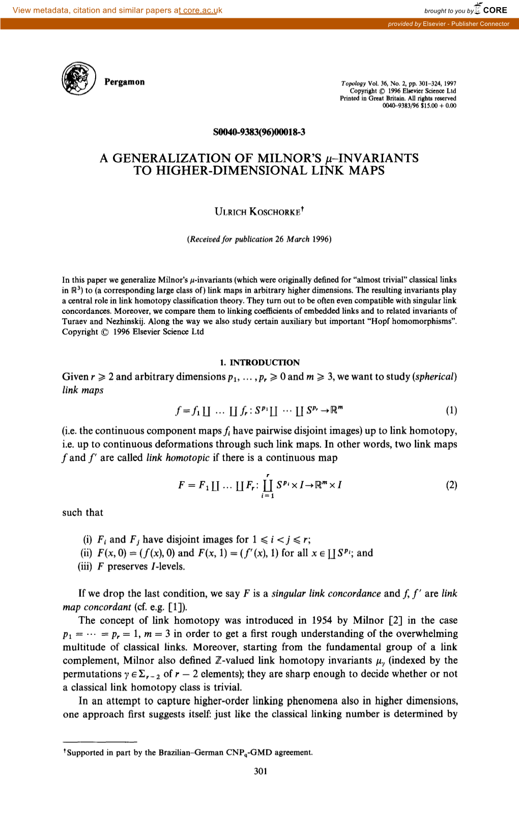 A GENERALIZATION of MILNOR's Pinvariants to HIGHER