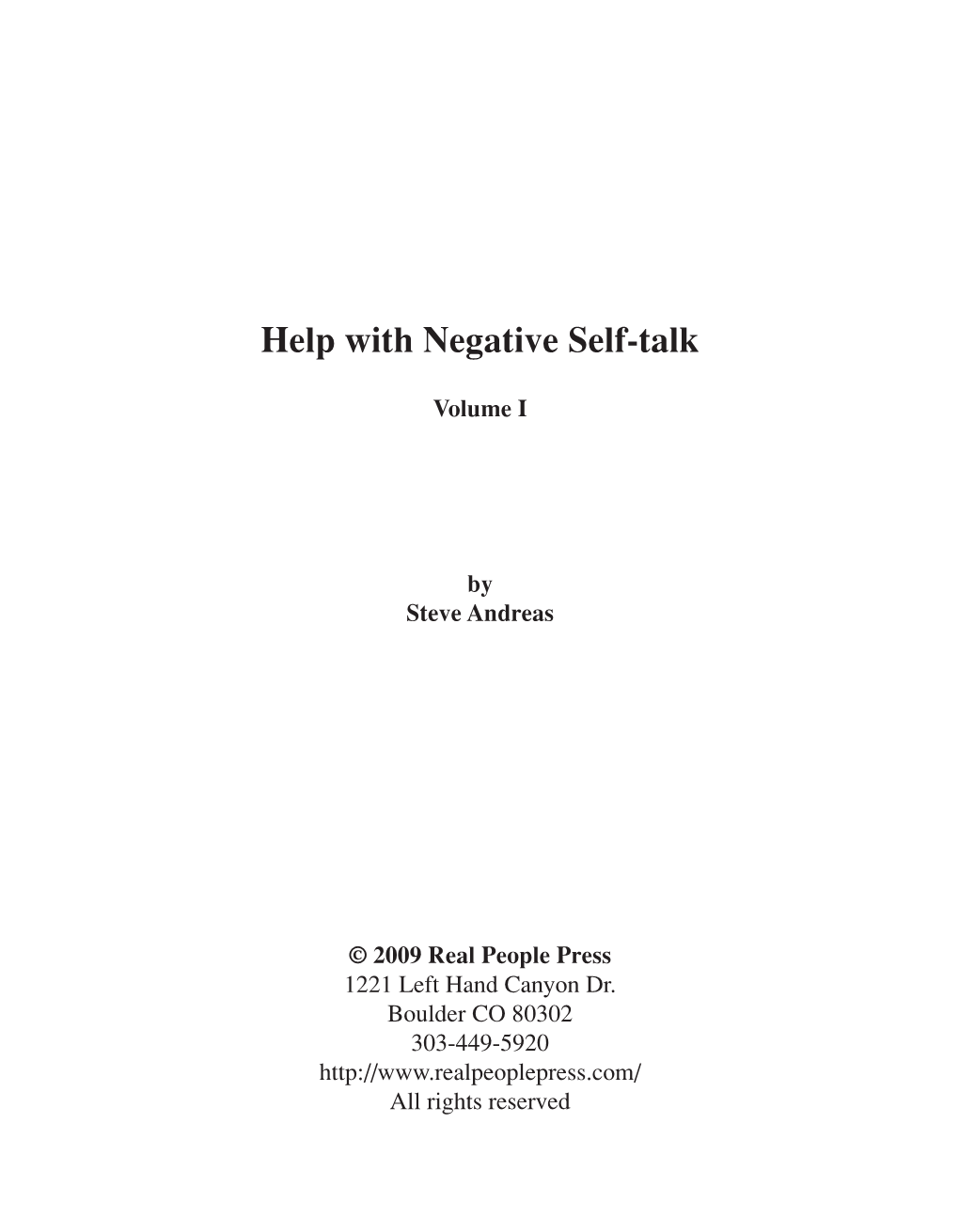 Help with Negative Self-Talk