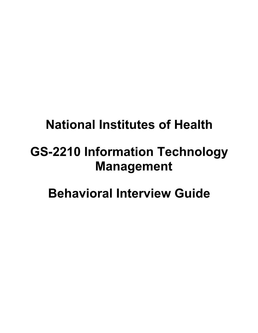 NIH Behavioral Interview Guide GS-2210 Information Technology Management