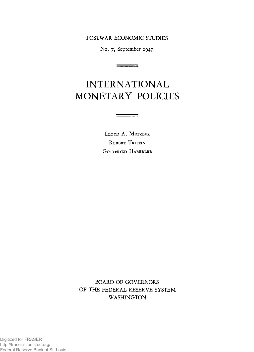 International Monetary Policies