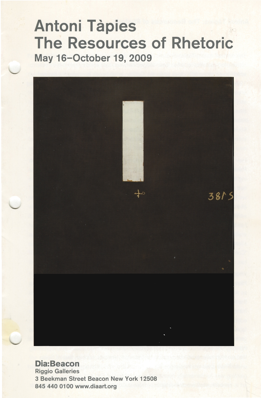 Exhibition Brochure, Antoni Tapies, the Resources of Rhetoric.Pdf