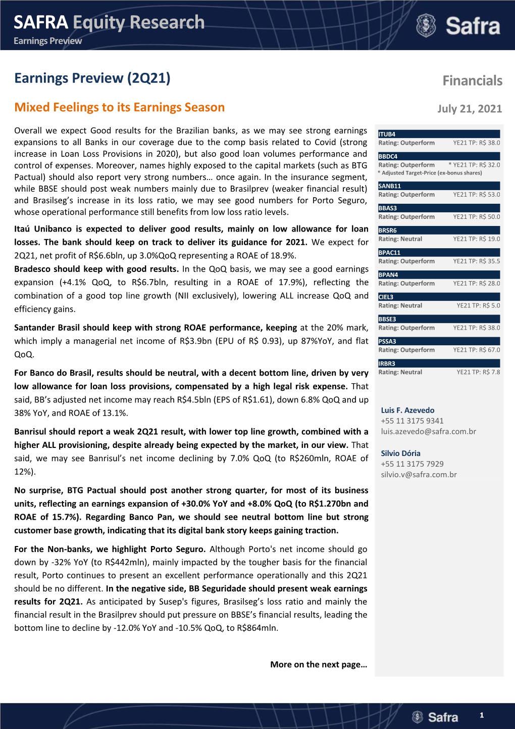 SAFRA Equity Research Earnings Preview