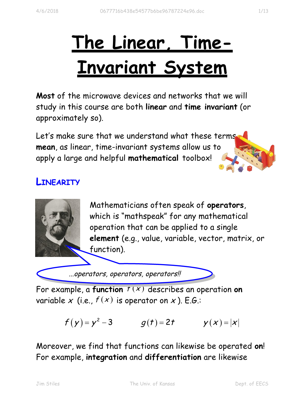 The Linear, Time-Invariant System