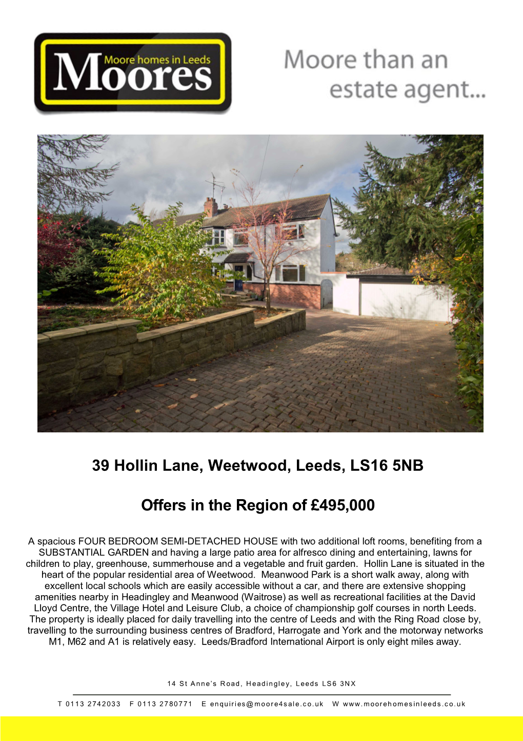 39 Hollin Lane, Weetwood, Leeds, LS16 5NB Offers in the Region of £495,000