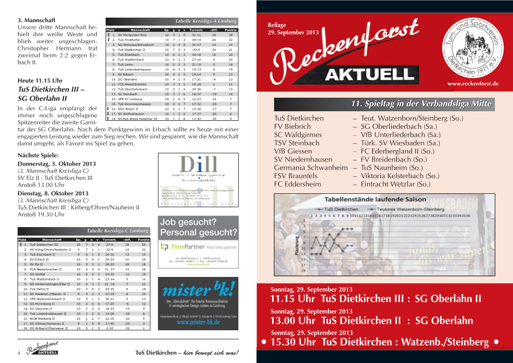 SG Oberlahn •15.30 Uhr Tus Dietkirchen : Watz