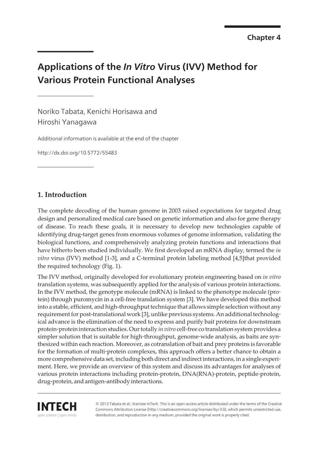 Applications of the in Vitro Virus (IVV) Method for Various Protein Functional Analyses