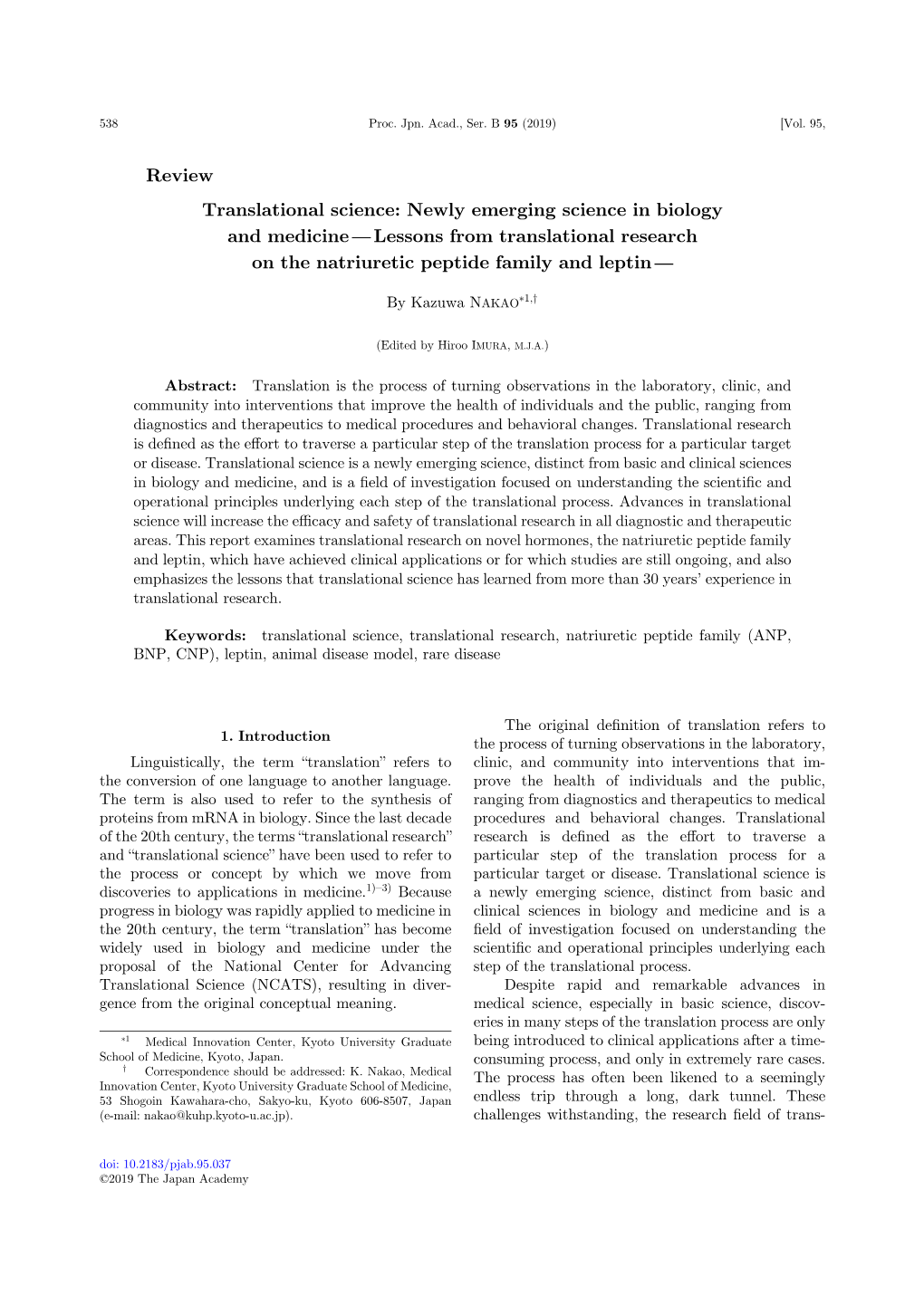 Lessons from Translational Research on the Natriuretic Peptide Family and Leptin —