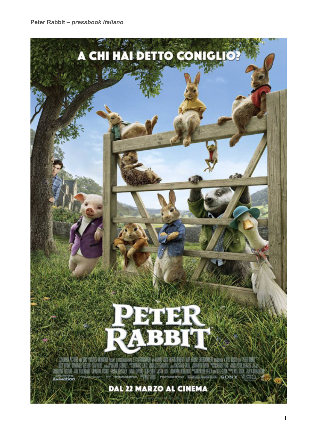 Peter Rabbit – Pressbook Italiano