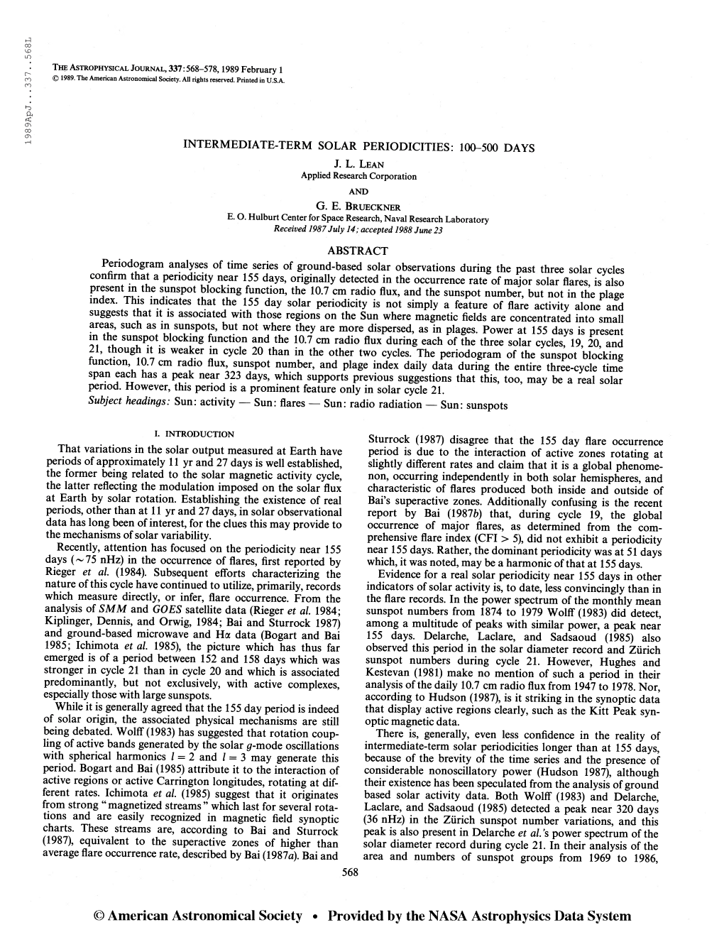 198 9Apj. . .337. .568L the Astrophysical Journal, 337:568-578