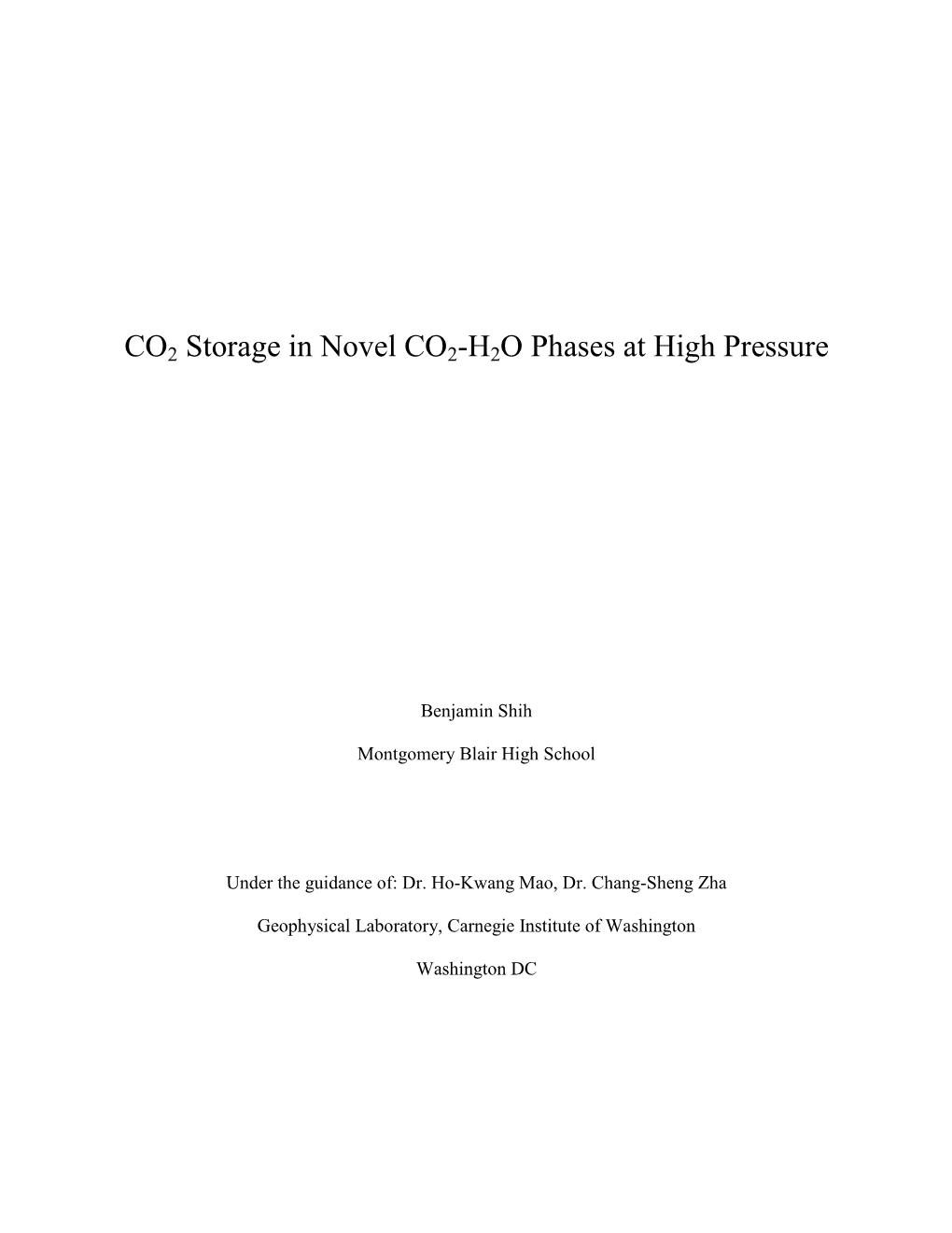 CO2 Storage in Novel CO2-H2O Phases at High Pressure