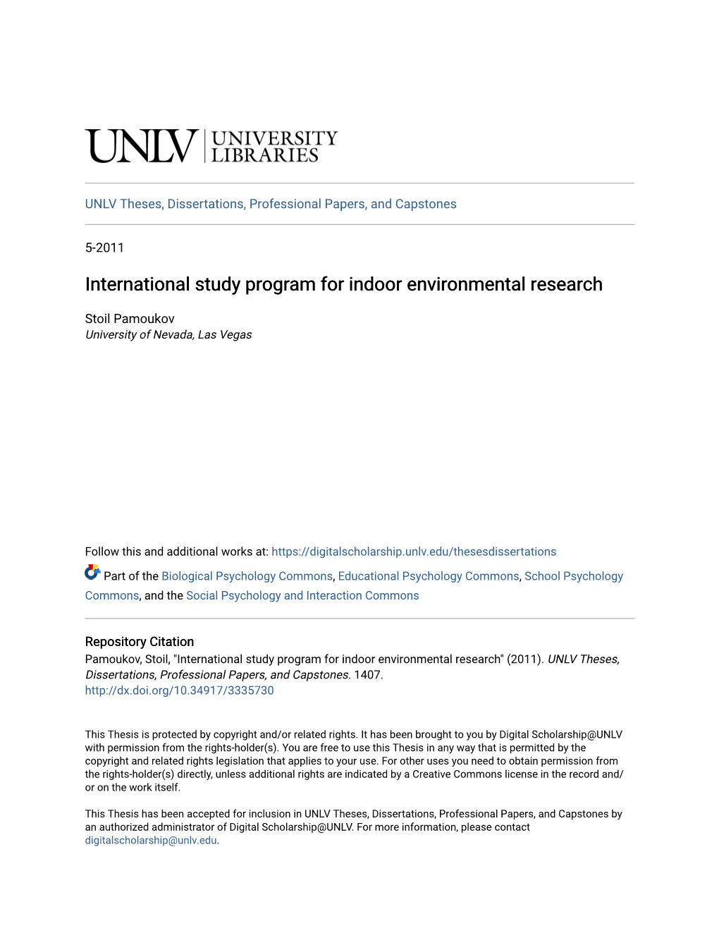 International Study Program for Indoor Environmental Research