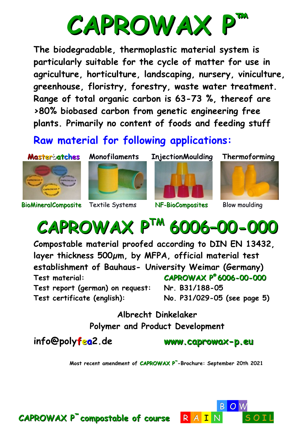 CAPROWAX P™-Brochure: September 20Th 2021