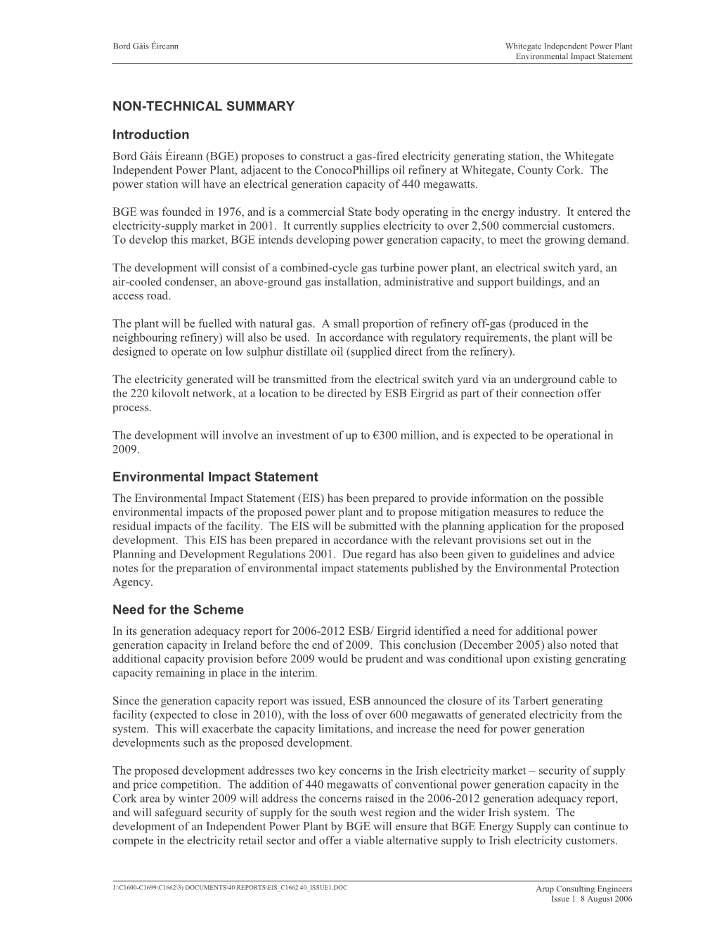 NON-TECHNICAL SUMMARY Introduction Environmental Impact