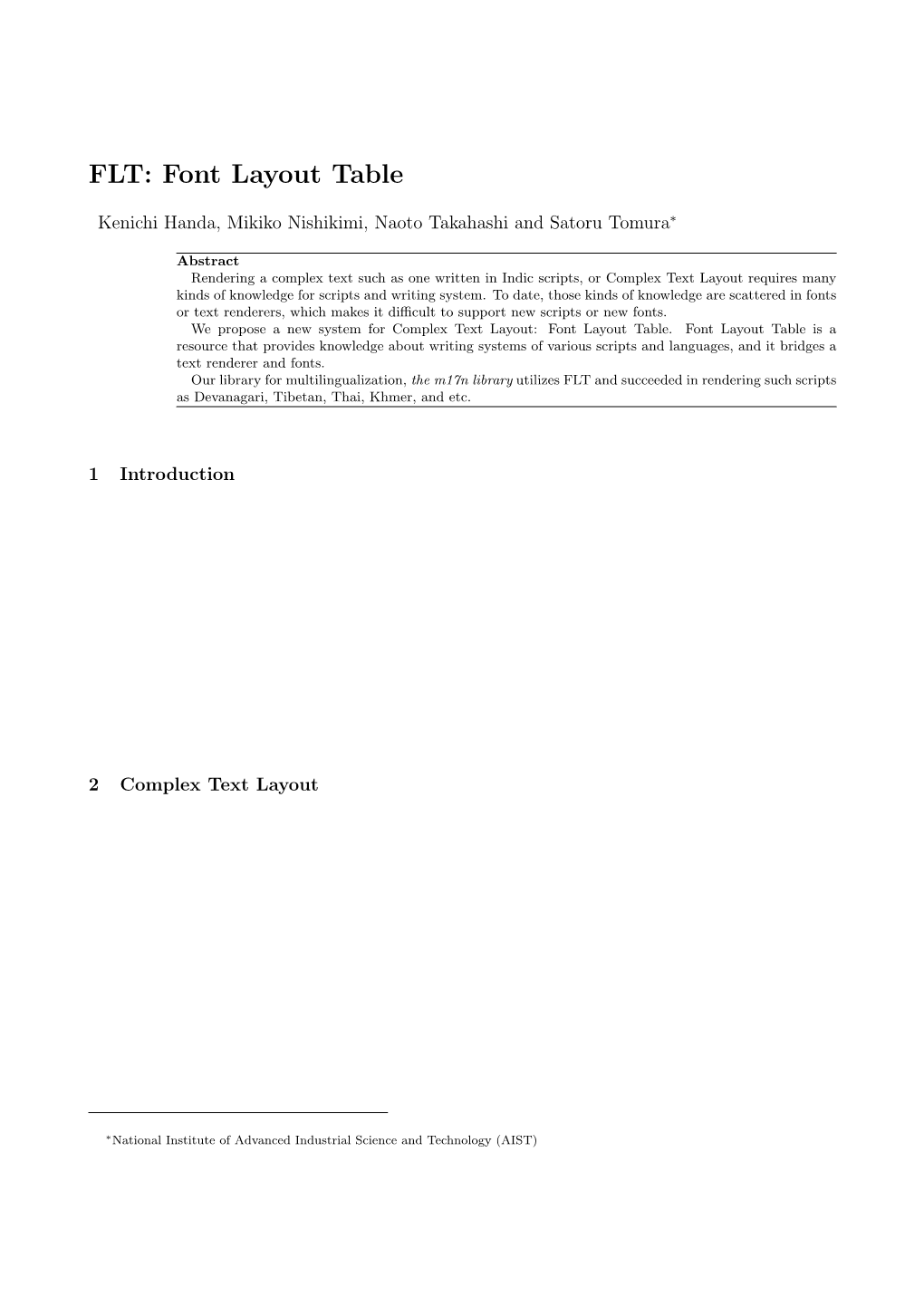 FLT: Font Layout Table