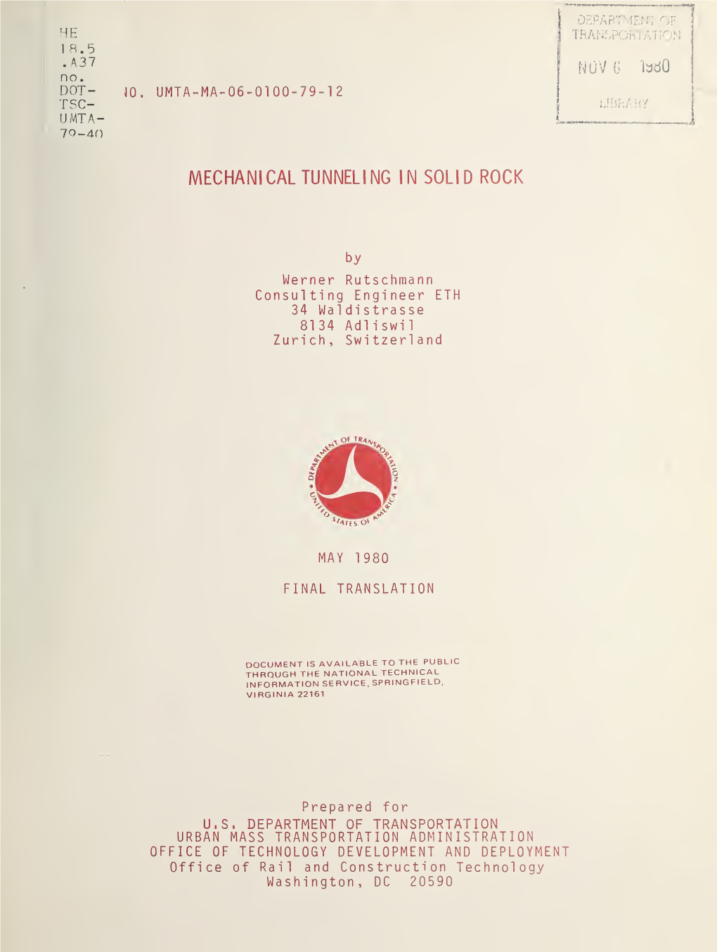 Mechanical Tunneling in Solid Rock