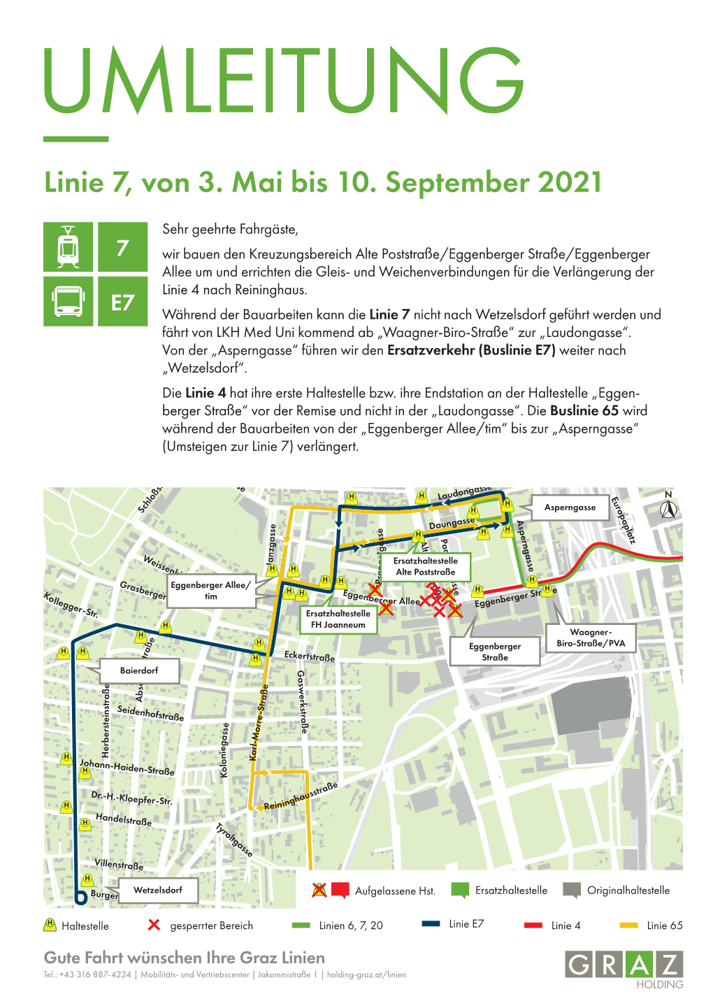 Linie 7, Von 3. Mai Bis 10. September 2021