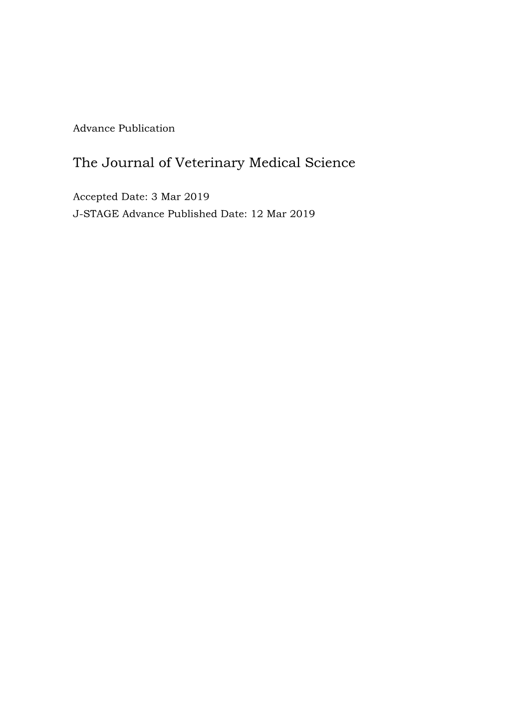 The Journal of Veterinary Medical Science