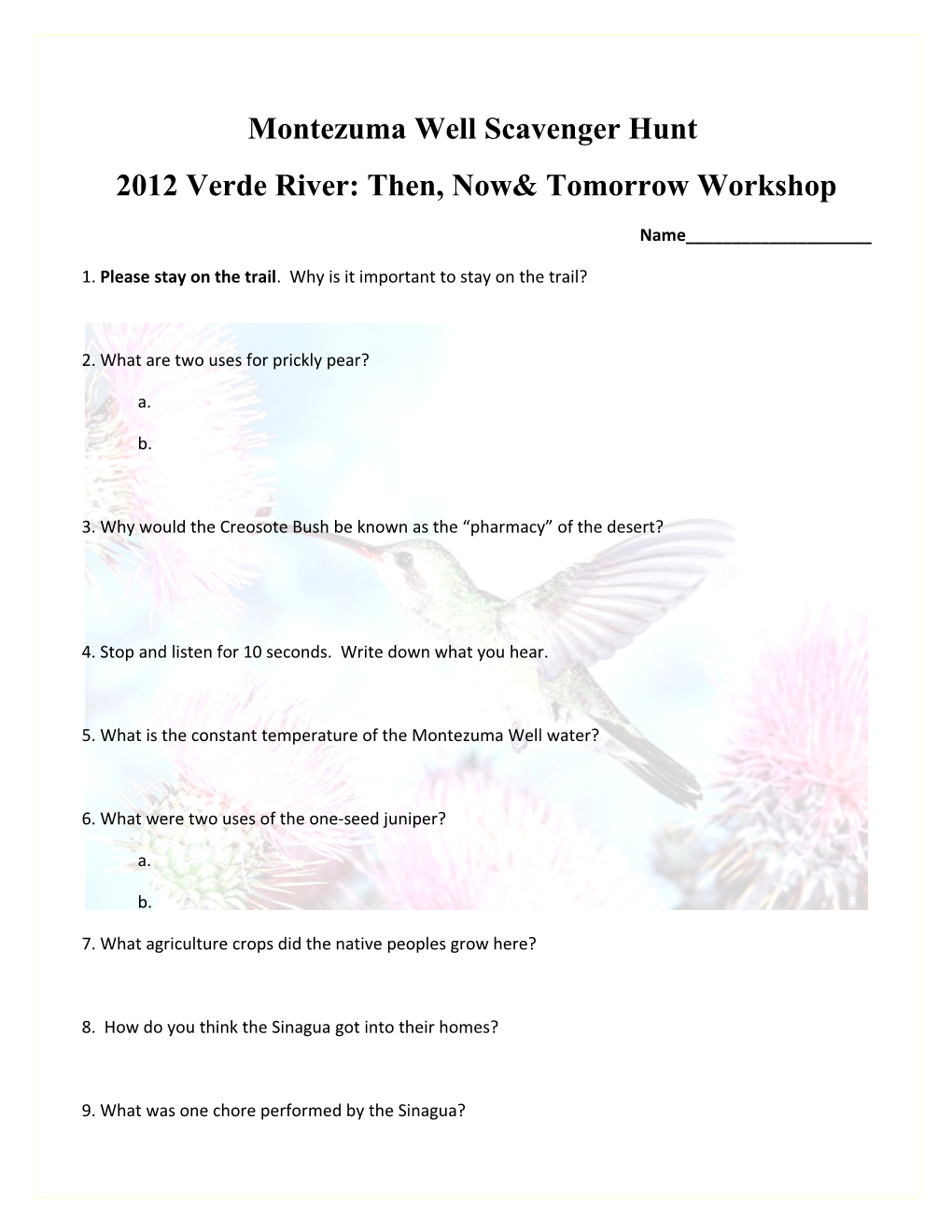 2012 Verde River: Then, Now& Tomorrow Workshop