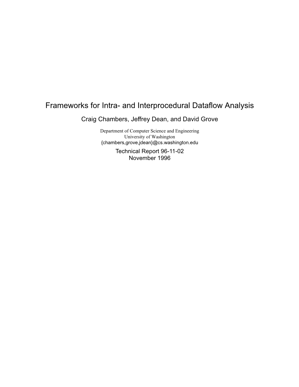 Frameworks for Intra- and Interprocedural Dataflow Analysis