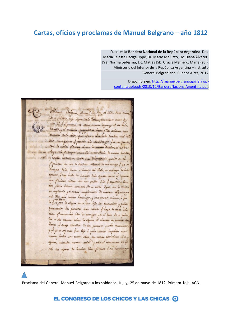 Cartas, Oficios Y Proclamas De Manuel Belgrano – Año 1812