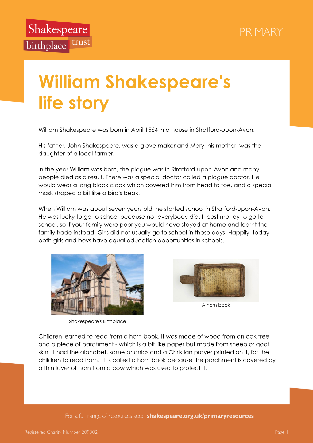 William Shakespeare's Life Story