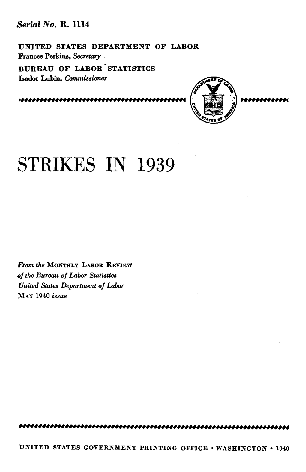 Strikes in 1939