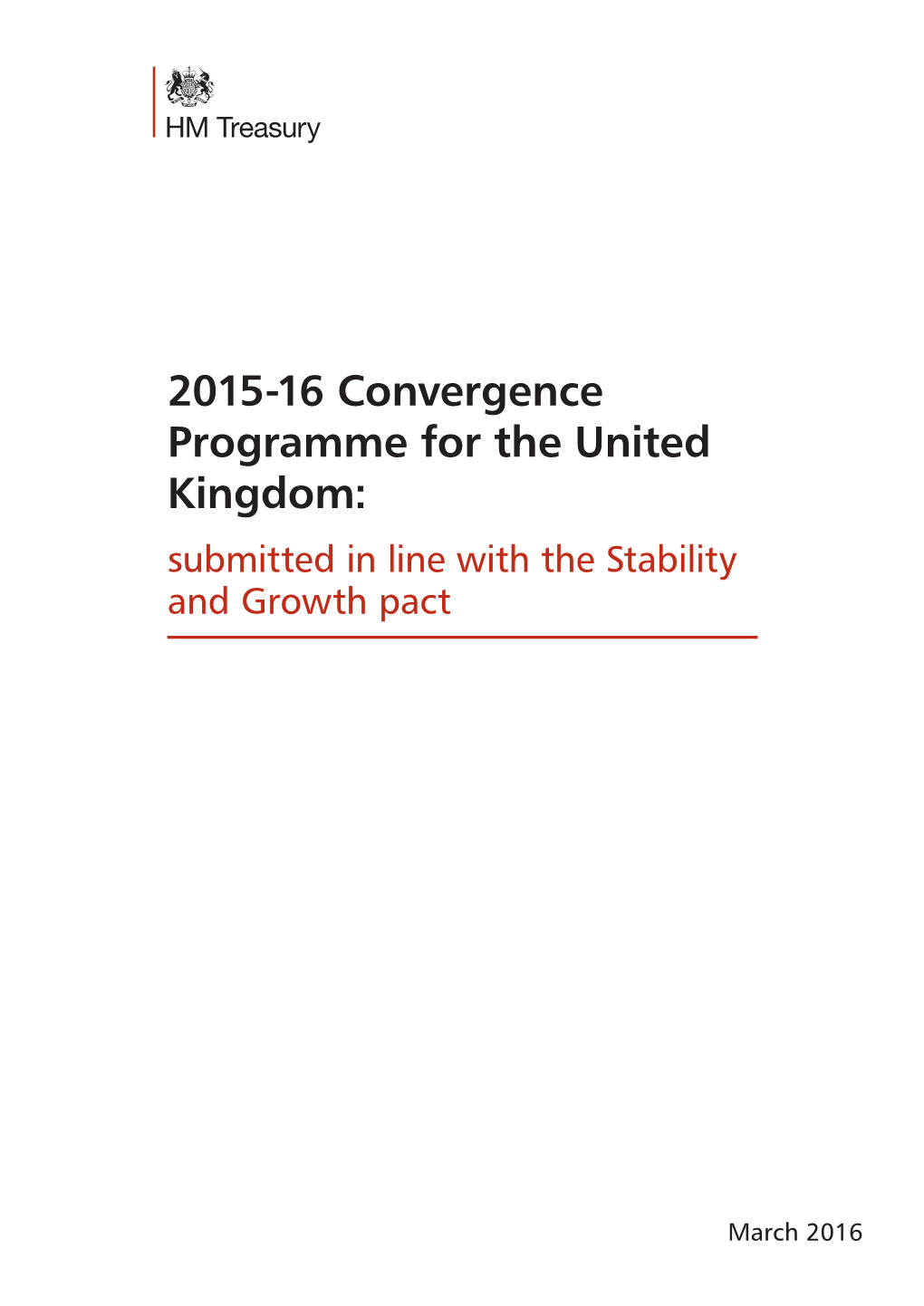 2015-16 Convergence Programme for the UK