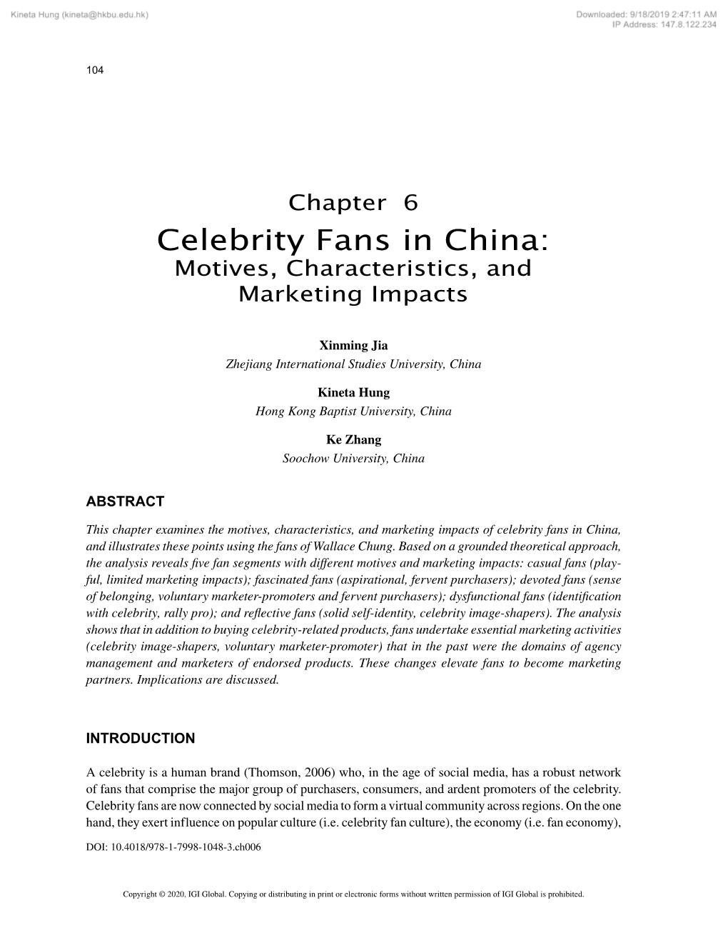 Celebrity Fans in China: Motives, Characteristics, and Marketing Impacts